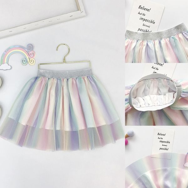 children girls lovely rainbow color mesh cotton fabric fluffy loose pleated elastic band princess skirt
children girls lovely rainbow color mesh cotton fabric fluffy loose pleated elastic band princess skirt
