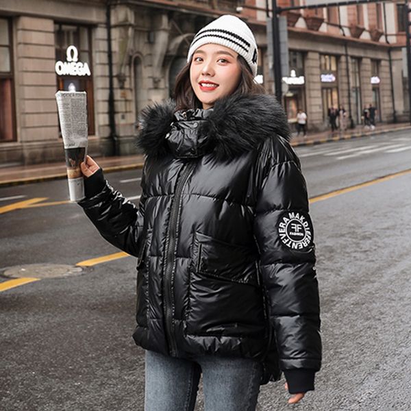 2020 fashion winter jacket women cotton padded coat outwear womens fur hooded glossy warm parkas, Black
2020 fashion winter jacket women cotton padded coat outwear womens fur hooded glossy warm parkas, Black