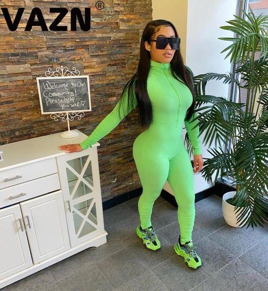 women's jumpsuits & rompers vazn 2021 spring lady green pink solid long jumpsuit full sleeve zipper skinny high street, Black;white
women's jumpsuits & rompers vazn 2021 spring lady green pink solid long jumpsuit full sleeve zipper skinny high street, Black;white