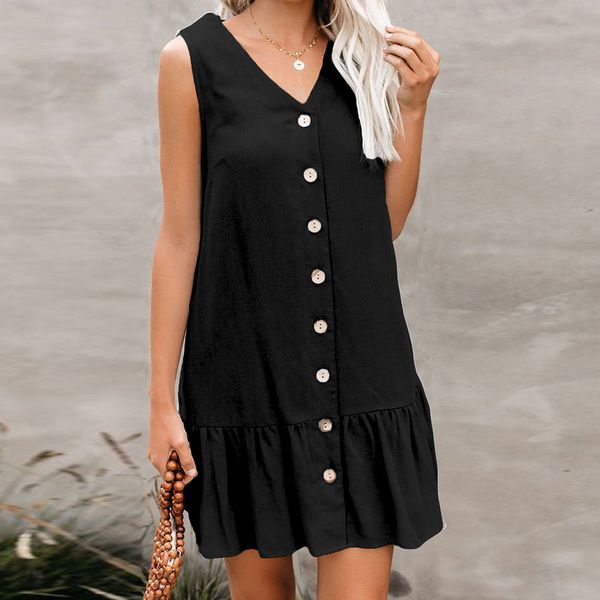 ins years summer new european version v-neck single breasted sleeveless loose-fit cardigan vest dress on behalf of sale, White;black
ins years summer new european version v-neck single breasted sleeveless loose-fit cardigan vest dress on behalf of sale, White;black