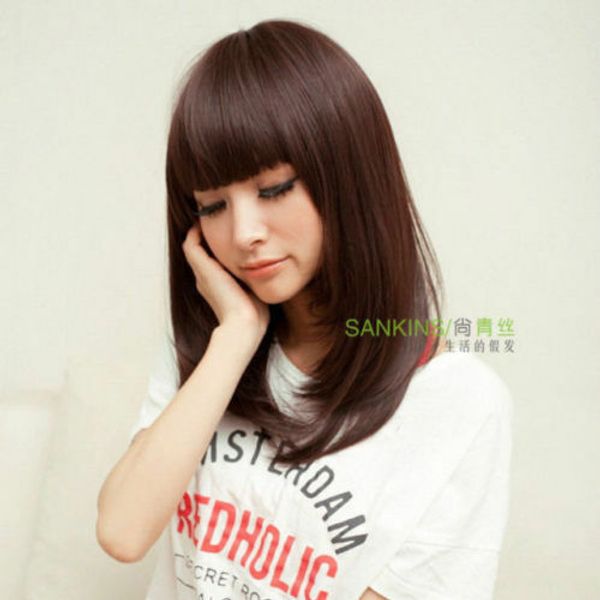 100% real hair new fashion women's medium long wigs dark brown human hair wigs, Black
100% real hair new fashion women's medium long wigs dark brown human hair wigs, Black