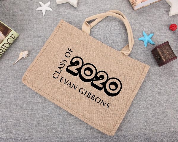 gift wrap graduation bag burlap tote with your custom text name and class school leaving party ribbon jute beach book
gift wrap graduation bag burlap tote with your custom text name and class school leaving party ribbon jute beach book