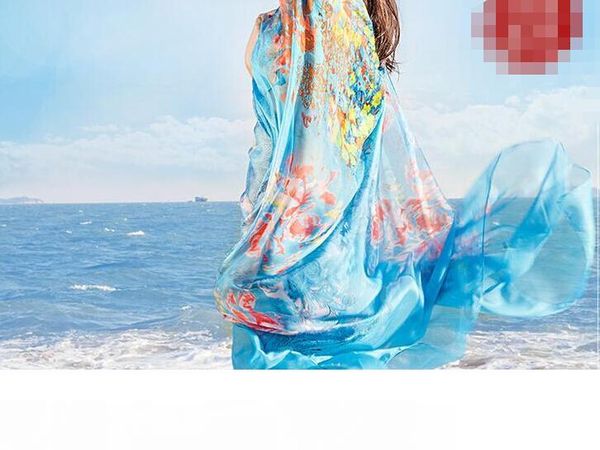 200*140cm 2016 summer print silk scarf oversized chiffon scarf women wrap sarong sunscreen beach cover up long cape female, Blue;gray
200*140cm 2016 summer print silk scarf oversized chiffon scarf women wrap sarong sunscreen beach cover up long cape female, Blue;gray