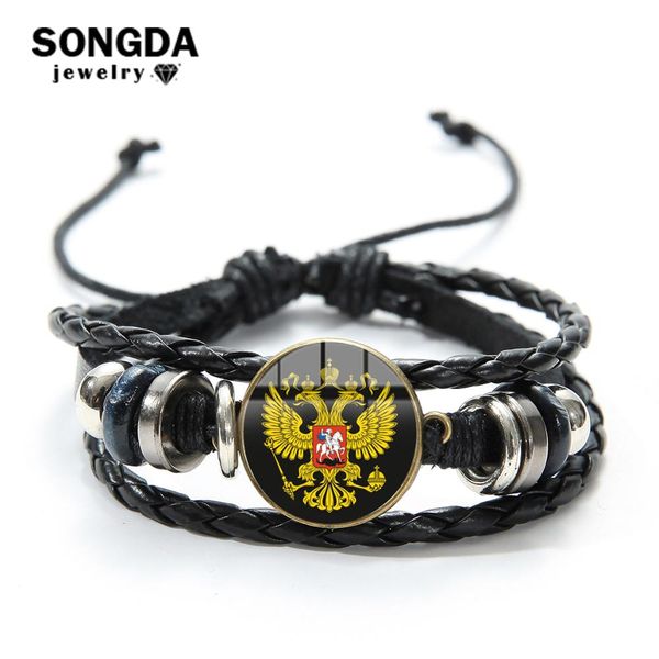 songda russian national state emblem sign bracelet gold color two-headed double eagle time gem braided leather bracelets bangles, Golden;silver
songda russian national state emblem sign bracelet gold color two-headed double eagle time gem braided leather bracelets bangles, Golden;silver