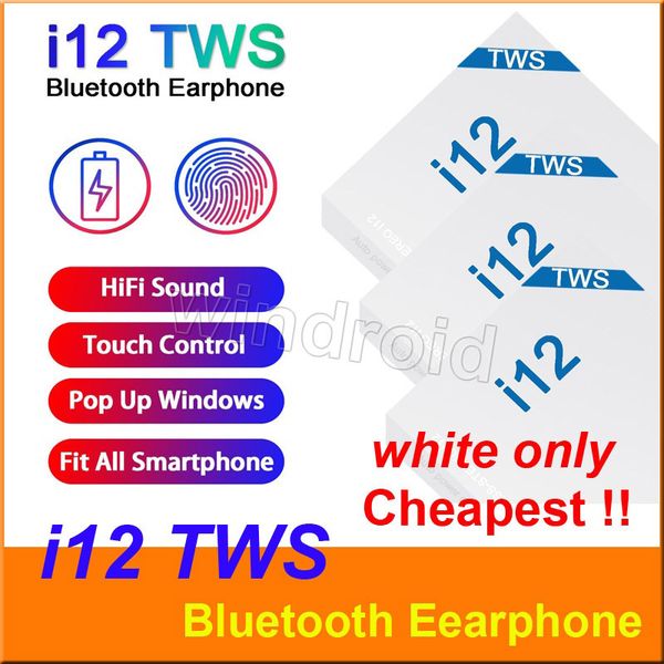 

i12 tws earbuds bluetooth wireless headset touch control pop up window earphones with charging box pk i9s tws i7s tws i11 with retail box