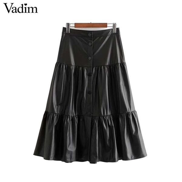 vadim women stylish pu leather midi skirt buttons design a line female casual fashion basic black skirts mujer ba881
vadim women stylish pu leather midi skirt buttons design a line female casual fashion basic black skirts mujer ba881