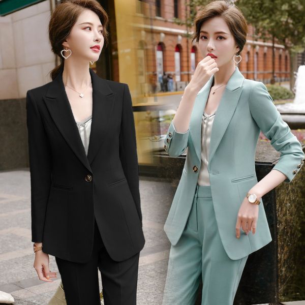 new 2020 green female formal elegant women office lady pant suits of business blazer suit jackets long trouser 2 pieces set, White;black
new 2020 green female formal elegant women office lady pant suits of business blazer suit jackets long trouser 2 pieces set, White;black