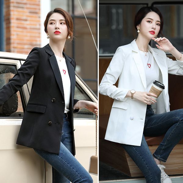 женский blazer 2020 весной и осенью новый костюм куртка повседневного профессиональные белого большого размера blazer женщина, White;black 
женский blazer 2020 весной и осенью новый костюм куртка повседневного профессиональные белого большого размера blazer женщина, White;black