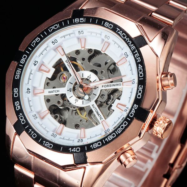 forsining steampunk automatic luxury watches men dodecagon tachymeter case skeleton dial steel band mechanical rose gold watch, Slivery;brown
forsining steampunk automatic luxury watches men dodecagon tachymeter case skeleton dial steel band mechanical rose gold watch, Slivery;brown