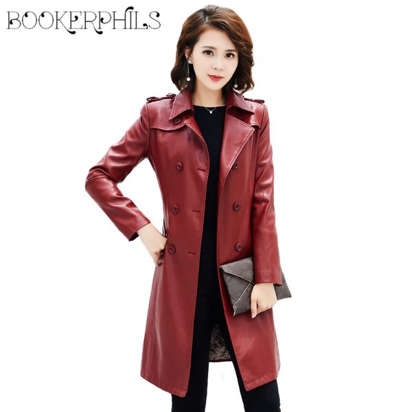 2019 spring autumn long faux leather jacket women trench coats ladies pu leather jacket female overcoats windbreaker with belt, Black
2019 spring autumn long faux leather jacket women trench coats ladies pu leather jacket female overcoats windbreaker with belt, Black