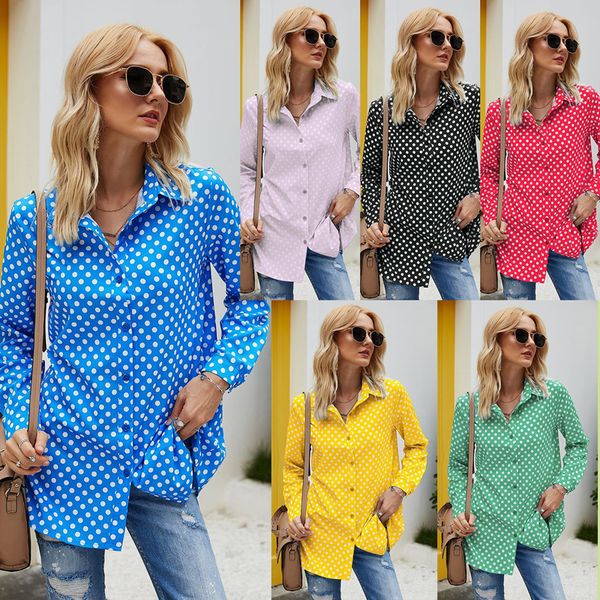 women's blouses & shirts plus size loose casual women blouse dot turn-down full sleeve long office ladies shirt fashion single-breasted, White
women's blouses & shirts plus size loose casual women blouse dot turn-down full sleeve long office ladies shirt fashion single-breasted, White