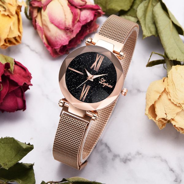 

dropshipping new 2019 luxury women watches magnetic starry sky female clock quartz wristwatch fashion ladies wrist watch reloj, Slivery;brown