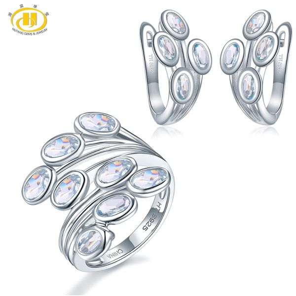 hutang ring earrings jewelry sets natural gemstone aquamarine 925 sterling silver fine elegant jewelry for women's gift new, Black
hutang ring earrings jewelry sets natural gemstone aquamarine 925 sterling silver fine elegant jewelry for women's gift new, Black