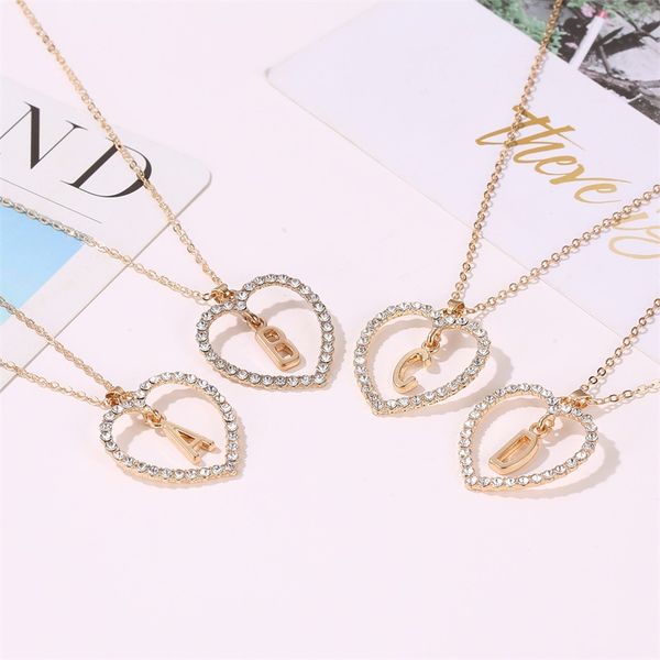 european and american new fashion simple diamond set love necklace female 26 letter heart necklace temperament all-match clavicle chain, Silver
european and american new fashion simple diamond set love necklace female 26 letter heart necklace temperament all-match clavicle chain, Silver