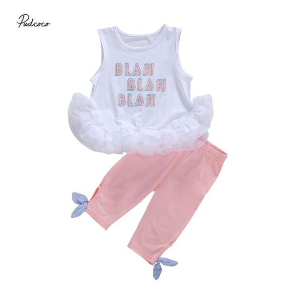 clothing sets 2021 princess 2-7y toddler baby girl clothes letter print lace sleeveless vest+bows pink long pants outfits summer set 2p, White 
clothing sets 2021 princess 2-7y toddler baby girl clothes letter print lace sleeveless vest+bows pink long pants outfits summer set 2p, White