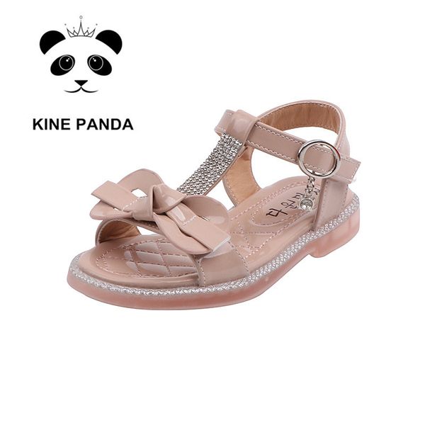 kine panda princess girls sandals summer kids shoes 2 3 5 6 7 8 9 10 years old anti-slide toddler girl sandals, Black;red