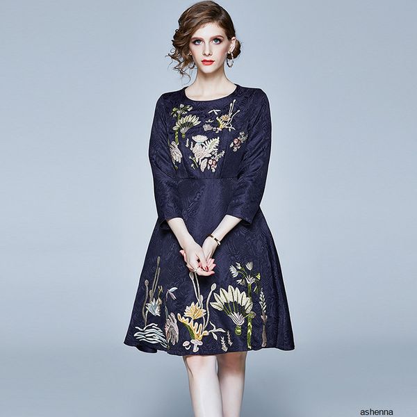 womens designer temperament dress season loose slim heavy embroidery round neck seven-point sleeve fluffy skirtrv1r, Black;gray
womens designer temperament dress season loose slim heavy embroidery round neck seven-point sleeve fluffy skirtrv1r, Black;gray
