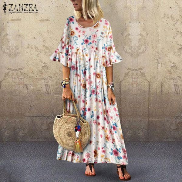 2019 zanzea summer short sleeve dress women floral printd long maxi sundress bohemian ruffles vestidos femme robe tunic dresses, Black;gray
2019 zanzea summer short sleeve dress women floral printd long maxi sundress bohemian ruffles vestidos femme robe tunic dresses, Black;gray