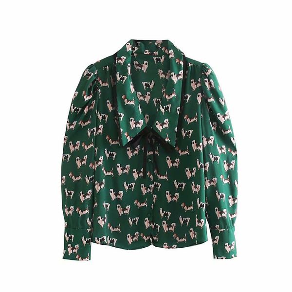 cs935 european vintage design dark color animal wide turn down collar long sleeve blouse, White
cs935 european vintage design dark color animal wide turn down collar long sleeve blouse, White