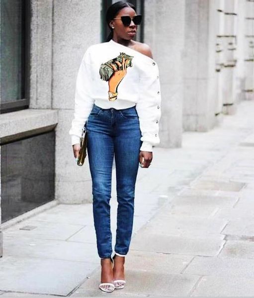 womens designer dollar print t-shirts casual sloping shoulder long sleeve tees fashion natural color tees female clothing, White
womens designer dollar print t-shirts casual sloping shoulder long sleeve tees fashion natural color tees female clothing, White