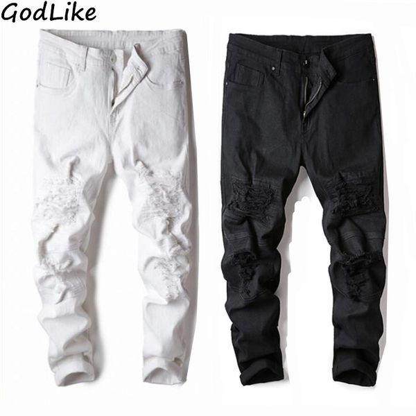 2018 fashion men slim moto biker denim jeans skinny frayed pants hole fashion stylish black white stretch jeans plus size 38, Blue
2018 fashion men slim moto biker denim jeans skinny frayed pants hole fashion stylish black white stretch jeans plus size 38, Blue