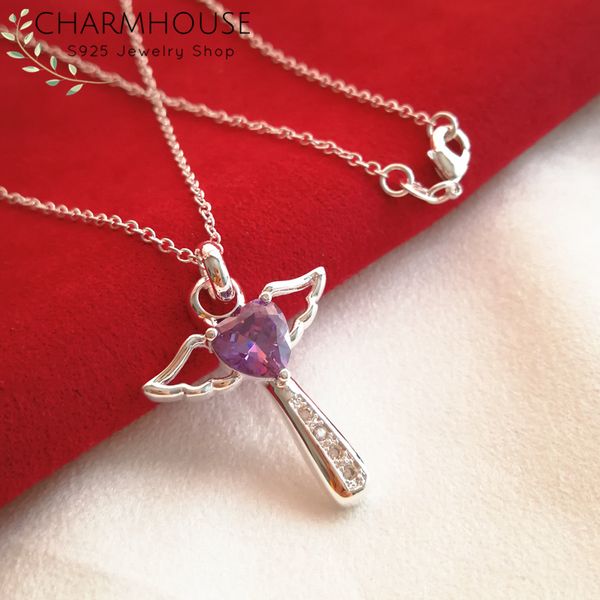 925 silver necklaces for women crystal angel wing cross pendant & necklace link chain choker collier fashion jewerly accessories
925 silver necklaces for women crystal angel wing cross pendant & necklace link chain choker collier fashion jewerly accessories