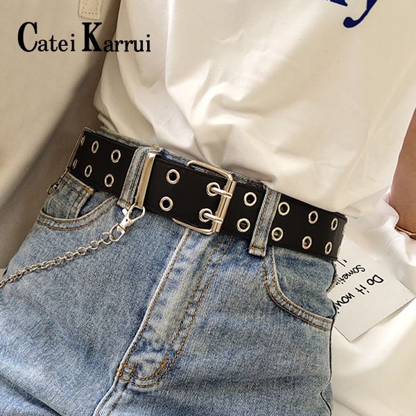 catei karrui double grommet belt for women genuine leather new punk style fashion pin buckle jeans decorative belt, Black;brown
catei karrui double grommet belt for women genuine leather new punk style fashion pin buckle jeans decorative belt, Black;brown