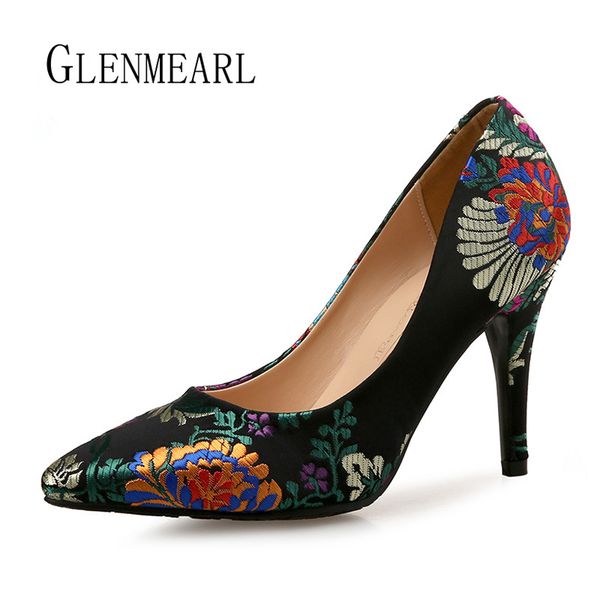women pumps high heels shoes plus size pointed toe embroidery dress shoes female thin heel single wedding shoes bride pumps do, Black
women pumps high heels shoes plus size pointed toe embroidery dress shoes female thin heel single wedding shoes bride pumps do, Black