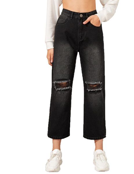 new fashion women ladies high waist hole jeans straight wide leg pants denim jeans ripped loose trousers black, Blue
new fashion women ladies high waist hole jeans straight wide leg pants denim jeans ripped loose trousers black, Blue