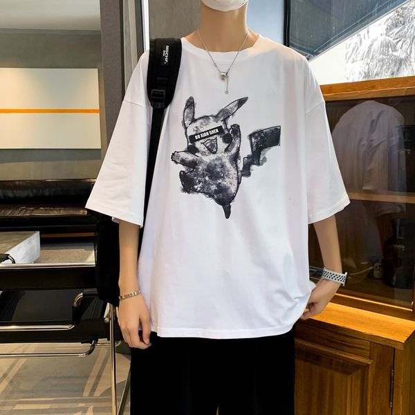 men's tshirt summer half-sleeve shirt t-shirt men's loose printed t-shirt couple's streetwear t shirt, White;black
men's tshirt summer half-sleeve shirt t-shirt men's loose printed t-shirt couple's streetwear t shirt, White;black