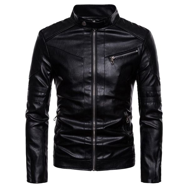 autumn new men's washed motorcycle leather jacket with stand-up collar pu leather jacket, Black;brown 
autumn new men's washed motorcycle leather jacket with stand-up collar pu leather jacket, Black;brown
