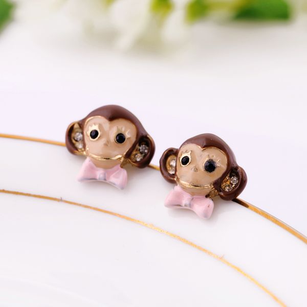 kissme cute little monkey stud earrings for women gifts unique pink enamel bowknot crystal earrings fashion jewelry accessories, Golden;silver
kissme cute little monkey stud earrings for women gifts unique pink enamel bowknot crystal earrings fashion jewelry accessories, Golden;silver