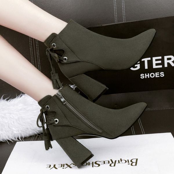 hkxn women's new european and american nightclub pointed bow tie suede short women's boots slim martins boot t02, Black
hkxn women's new european and american nightclub pointed bow tie suede short women's boots slim martins boot t02, Black