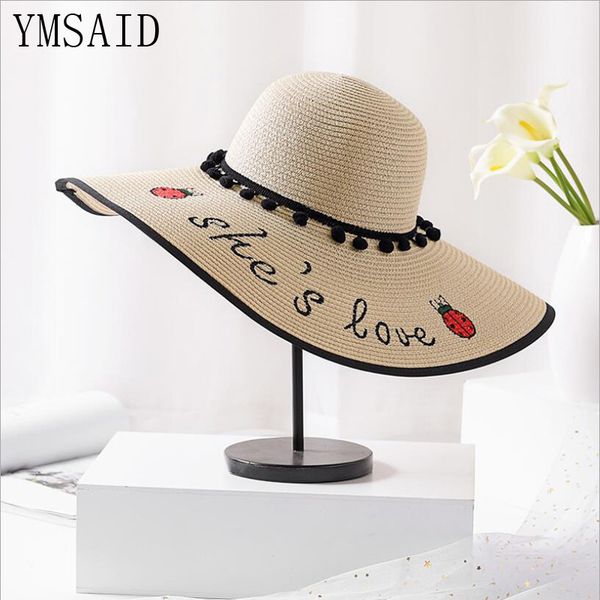 ymsaid women sun hat summer beach straw hat letter embroidery sombrero sun visor wide brim ladies foldable chapeau femme, Blue;gray
ymsaid women sun hat summer beach straw hat letter embroidery sombrero sun visor wide brim ladies foldable chapeau femme, Blue;gray