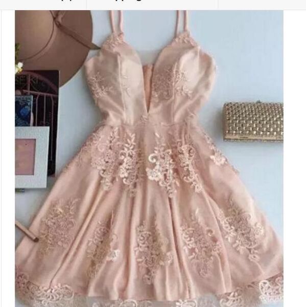 peach pink cocktail dresses spaghetti strap tulle lace appliqued short prom dress junior senior mini party gowns, Red
peach pink cocktail dresses spaghetti strap tulle lace appliqued short prom dress junior senior mini party gowns, Red