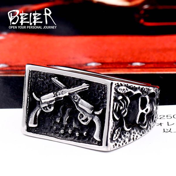 beier 316l stainless steel bike rock skull men ring gun fashion jewelry gift dropshipping, Golden;silver
beier 316l stainless steel bike rock skull men ring gun fashion jewelry gift dropshipping, Golden;silver