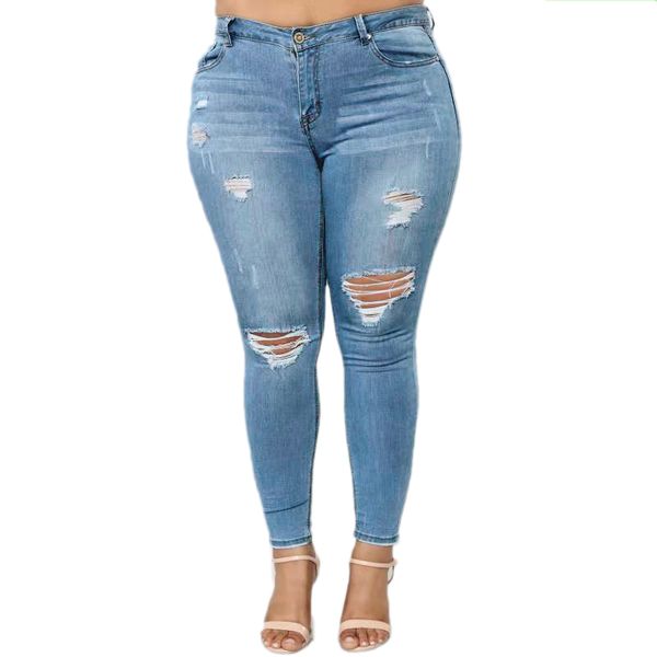 plus size ripped women jeans high waist circumference skinny pencil denim pants ladies casual stretch elastic waist circumfere, Blue
plus size ripped women jeans high waist circumference skinny pencil denim pants ladies casual stretch elastic waist circumfere, Blue