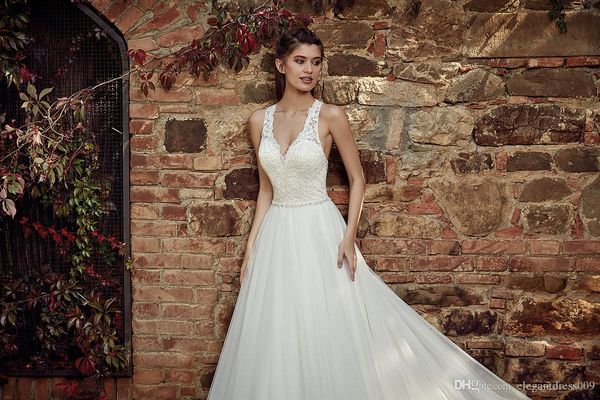 gorgeous a line wedding dress halter neck lace applique backless tiered tulle sweep train wedding dress bridal gowns vestidos de novia, White
gorgeous a line wedding dress halter neck lace applique backless tiered tulle sweep train wedding dress bridal gowns vestidos de novia, White