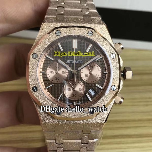 New 41mm oak fro ted ro e gold ca e brown dial 26331or oo 1220or 02 miyota quartz chronograph men watch fro ted teel bracelet watche
New 41mm oak fro ted ro e gold ca e brown dial 26331or oo 1220or 02 miyota quartz chronograph men watch fro ted teel bracelet watche