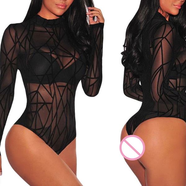 women long sleeves jumpsuit pajamas high collar see-through elastic slim fit sleepwear ngd88, Black;white
women long sleeves jumpsuit pajamas high collar see-through elastic slim fit sleepwear ngd88, Black;white
