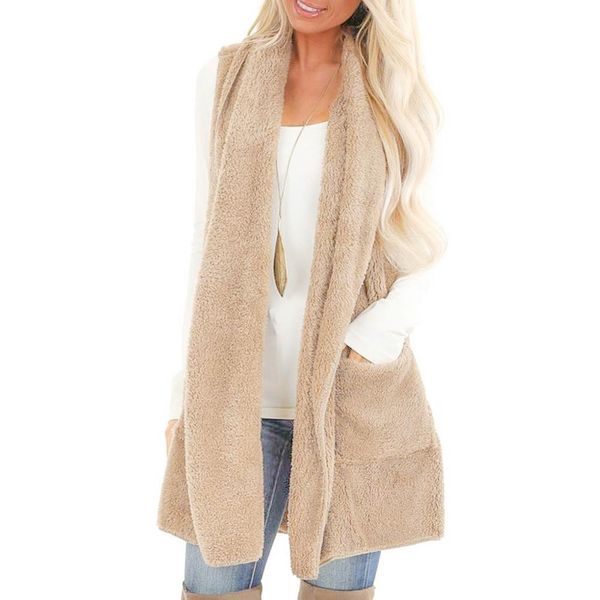 women solid color sleeveless faux fur cardigan vest with pocket fluffy vintage shaggy jackets turn-down collar warm long coat, Black;white
women solid color sleeveless faux fur cardigan vest with pocket fluffy vintage shaggy jackets turn-down collar warm long coat, Black;white