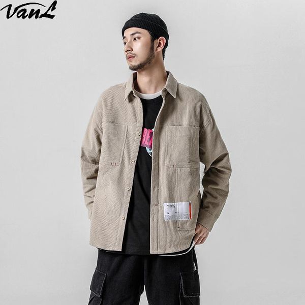 vanl2019 autumn new corduroy personality labeling lapel men's shirt men shirt long sleeve casual shirts street wear, White;black
vanl2019 autumn new corduroy personality labeling lapel men's shirt men shirt long sleeve casual shirts street wear, White;black