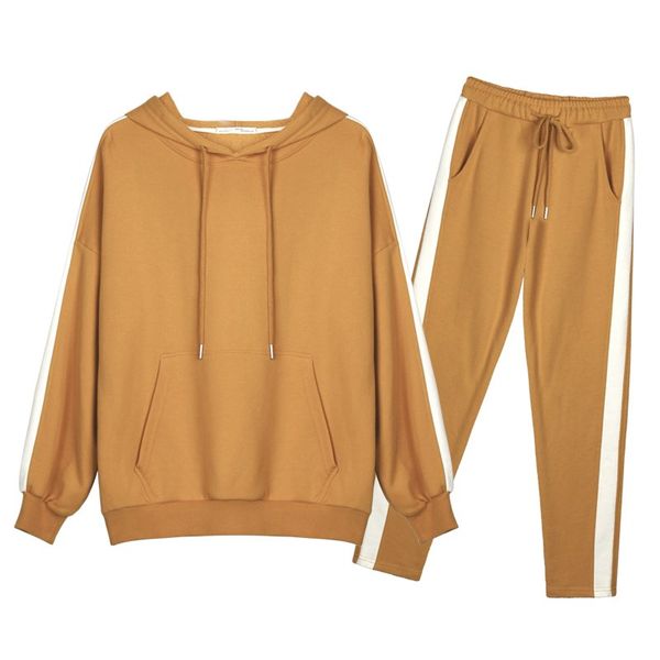 2018 new women elastic waistline loosetracksuit side striped two piece set casual pocket hoodies pant motion outfit, White
2018 new women elastic waistline loosetracksuit side striped two piece set casual pocket hoodies pant motion outfit, White