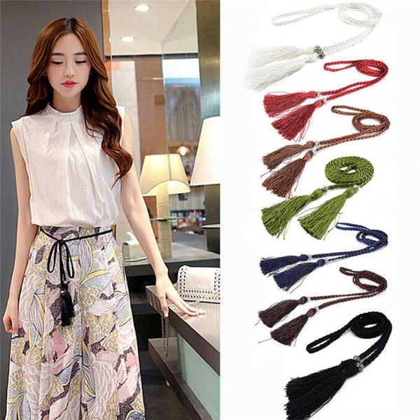 sanwood fashion female thin braided rope belts woven tassles solid belt 160cm for women dress accessory, Black;brown
sanwood fashion female thin braided rope belts woven tassles solid belt 160cm for women dress accessory, Black;brown