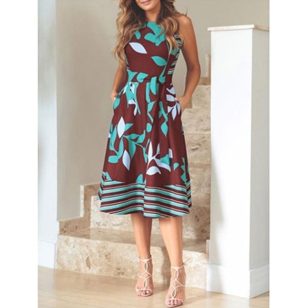 women dress summer sleeveless floral print casual o neck dress ladies midi dresses elegant ofiice sundress pocket vestidos, Black;gray
women dress summer sleeveless floral print casual o neck dress ladies midi dresses elegant ofiice sundress pocket vestidos, Black;gray