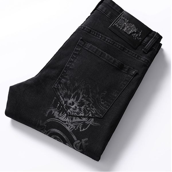mens designer dusha characteristic printed jeans casual small straight tube youth slim pants, Blue
mens designer dusha characteristic printed jeans casual small straight tube youth slim pants, Blue