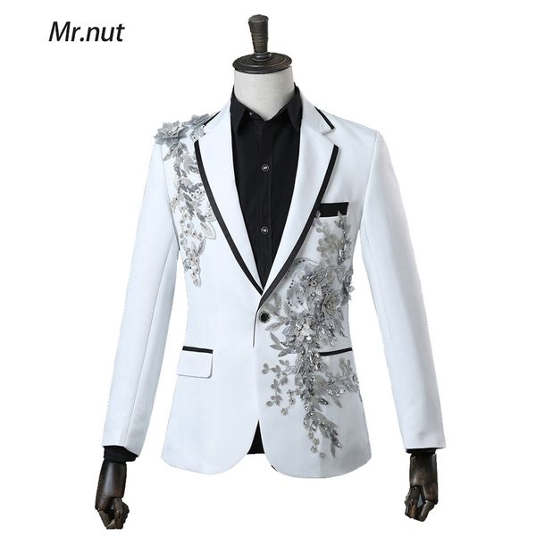 men's suits & blazers men slim fit suit 3d embroidery flowers crystal stage singer nightclub jacket tide bar mens wedding blazer 4 colo, White;black
men's suits & blazers men slim fit suit 3d embroidery flowers crystal stage singer nightclub jacket tide bar mens wedding blazer 4 colo, White;black