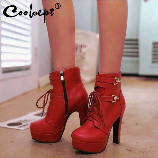 coolcept women ankle boots brand new winter cross tied platform shoes for women high heels casual keep warm fur boots size 33-43, Black
coolcept women ankle boots brand new winter cross tied platform shoes for women high heels casual keep warm fur boots size 33-43, Black