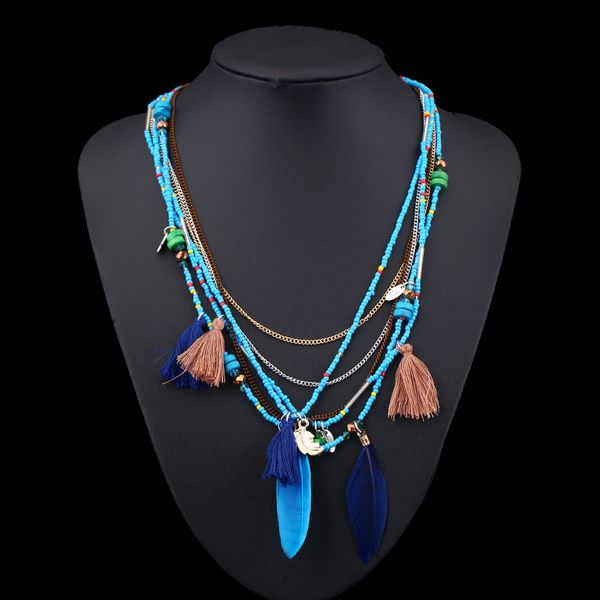 fashion boho ethnic multicolor feather necklaces multilayer pendants beads plume chain statement necklace fashion jewelry, Silver
fashion boho ethnic multicolor feather necklaces multilayer pendants beads plume chain statement necklace fashion jewelry, Silver