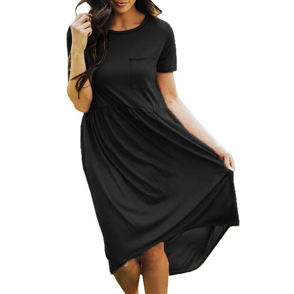 summer dress 2019 women's casual dress plus size short sleeve o-neck solid ankke-length wirh pockets vestidos mujer, Black;gray
summer dress 2019 women's casual dress plus size short sleeve o-neck solid ankke-length wirh pockets vestidos mujer, Black;gray
